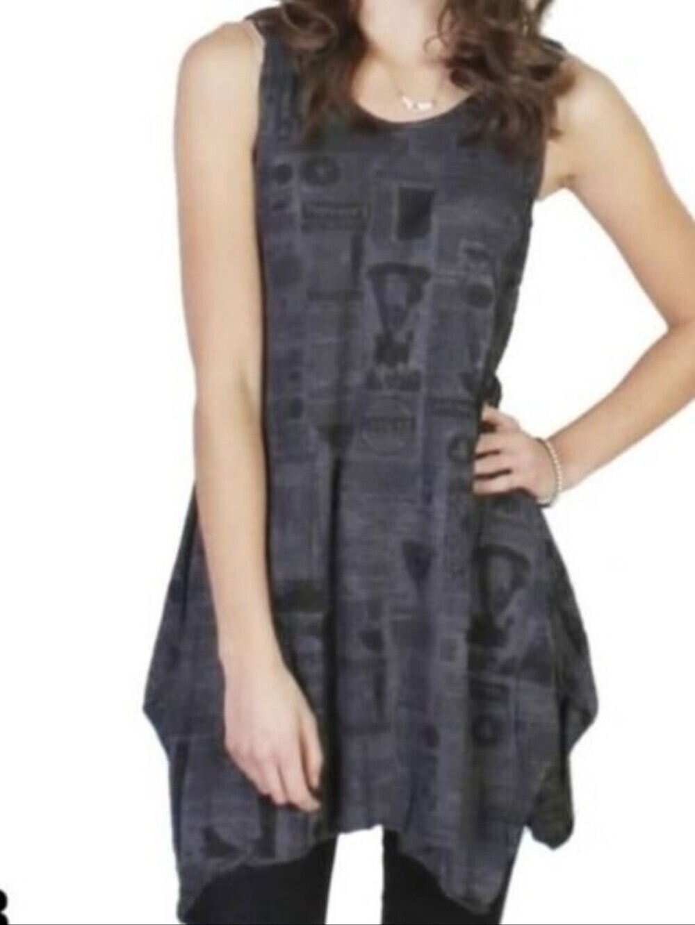 TRÏBE sleeveless gray & black tank top O/S NWT